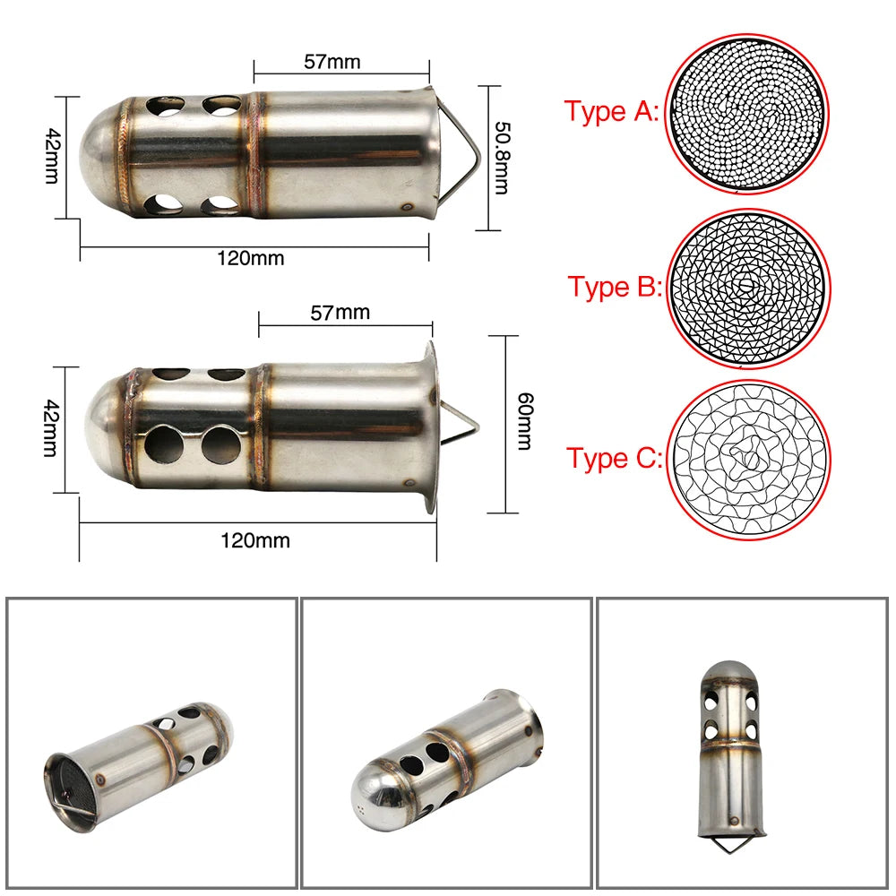 ZSDTRP 50.8mm 60mm Motorbike Universal Front Catalyst DB Killer for Motorcycle Exhaust Muffler