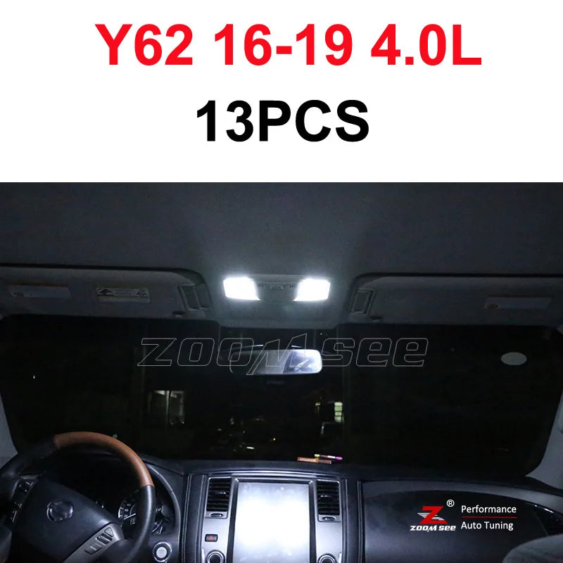 Perfect White Canbus LED interior dome indoor bulb + customized vanity mirror light kit For Nissan Patrol Y61 Y62 2000-2019