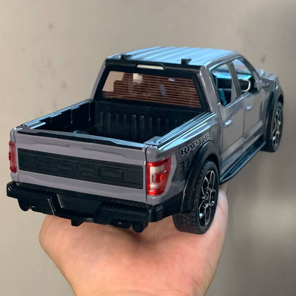 1:20 Ford Raptor F150 Pickup Truck Toy Car Model Alloy Diecast Doors Opened Pull Back Sound Light Scale Model Car Toys For Boys