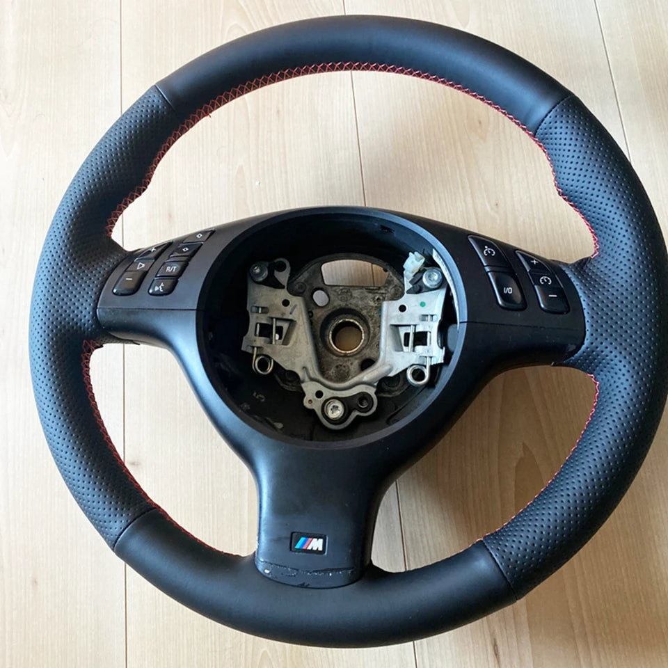 For BMW 330i 540i 525i 530i 330Ci BMW E46 M3 E39 Braid Car Steering Wheel Cover Microfiber Leather Car Accessories