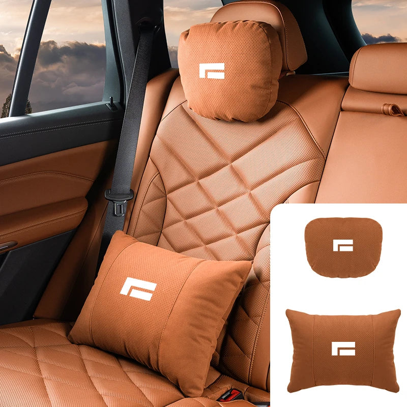 Suede Car Neck Pillow Headrest/Lumbar Support For BAIC JISHI polestone 01 Rox 01 Breathable Cotton Waist Cushion Accessories