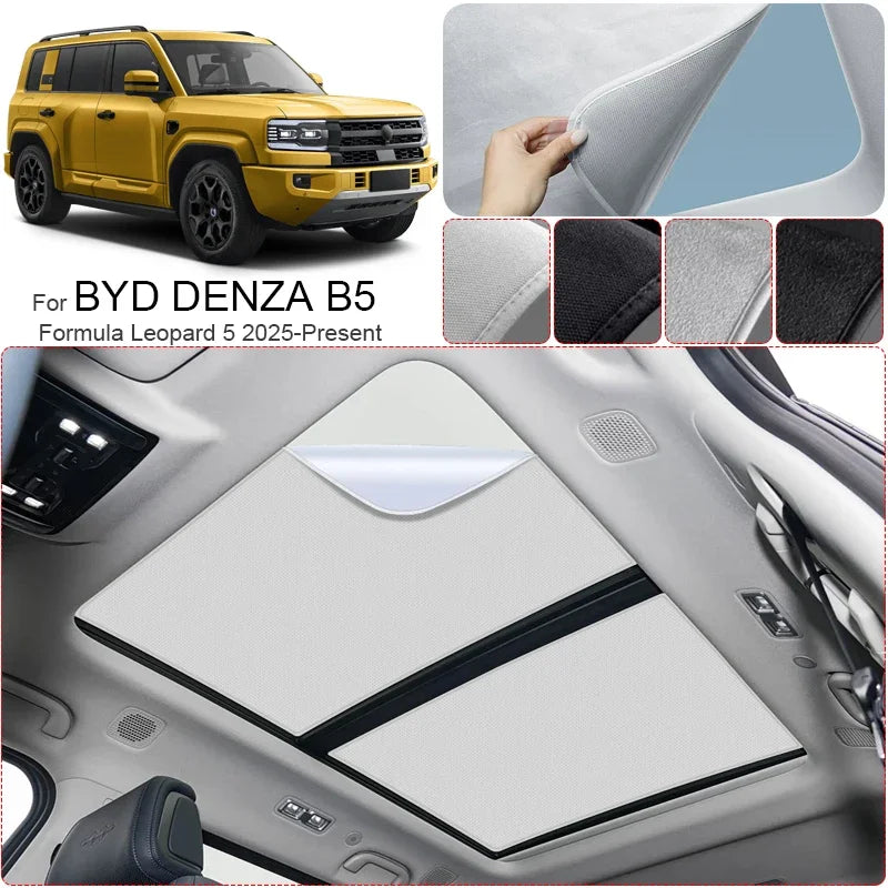 For BYD Denza B5 Formula Leopard 5 Suede Fabric Sunroof Sunshade, UV Protection Heat Insulation Electrostatic Adsorption