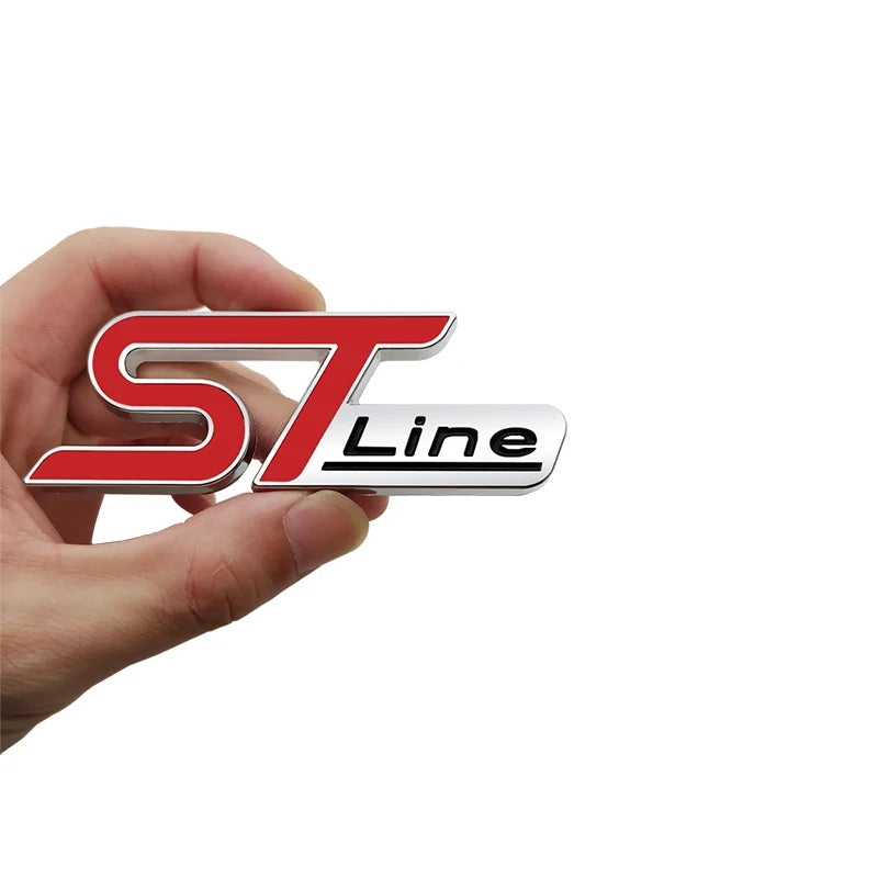 3D Metal ST Line Head Front Grille Car Emblem Badge Chrome Sticker for FORD ST Focus x 2 3 Kuga FIESTA MONDEO Auto Car Styling