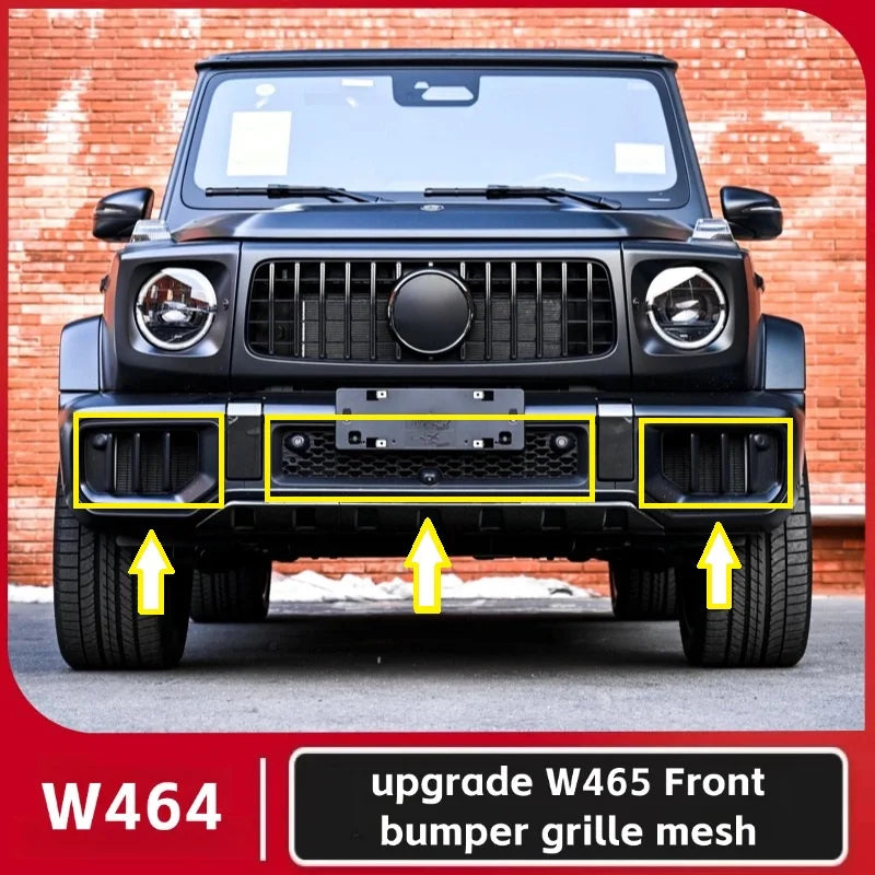 For Mercedes G Class 2019-2024 W464 G63 Upgrade 2025 W465 G63 Style Front Bumper Grille 3Pcs Facelift Exterior Mod Accessories