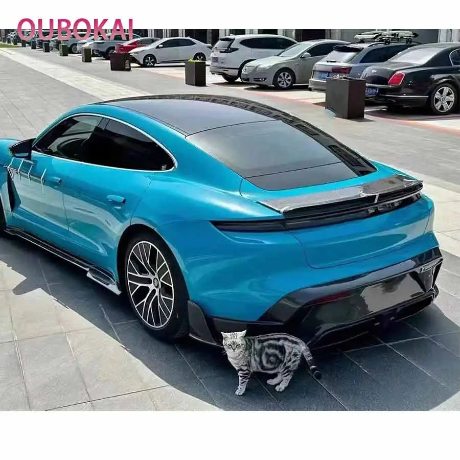 For Porsche Taycan Carbon fiber Diffuser rear bumper diffuser spoiler rear lip Shunt Car parts MS style upgrade body kit
