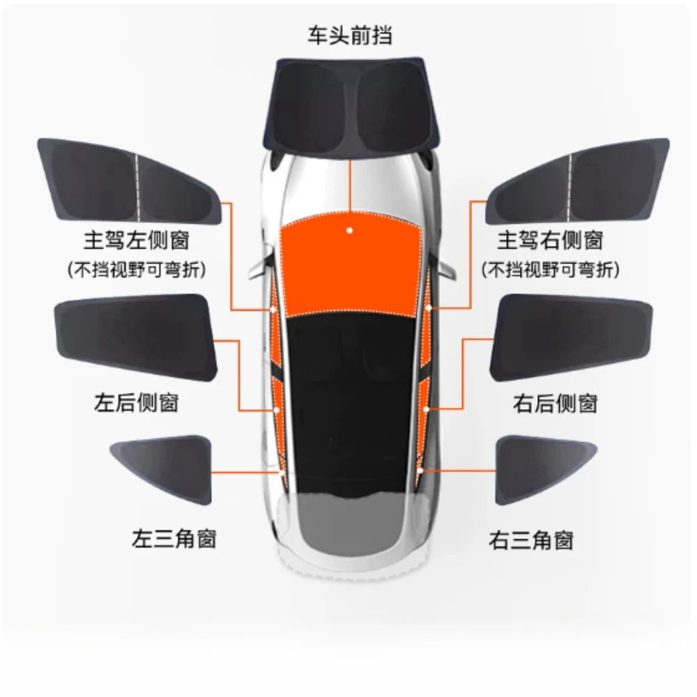 For BYD Ti7 Titanium 7 2025-2026 Car Window Sunshade 100% Blackout Camping Privacy Sunscreen Heat Insulation Cover