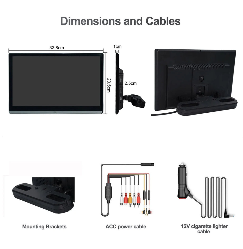 Car TV 13.3 Inch 4GB+64GB 8-core HD 4K Screens Android 12.0 Headrest Monitor For Kia Rear Seat Entertainment System