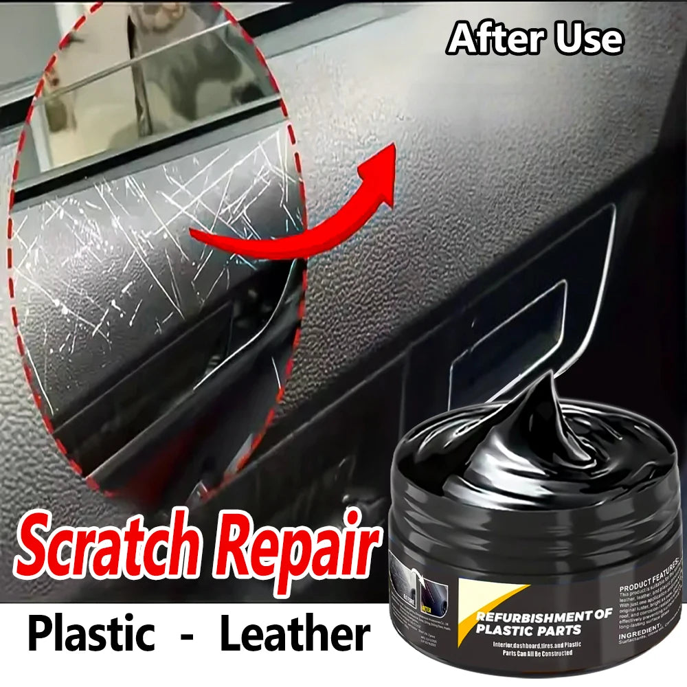 B1257 Car Interior Plastic Leather Scratch Repair Paste Auto Polishing Wax Repair Anti-Aging Paste Tires Seats Steering Wheel