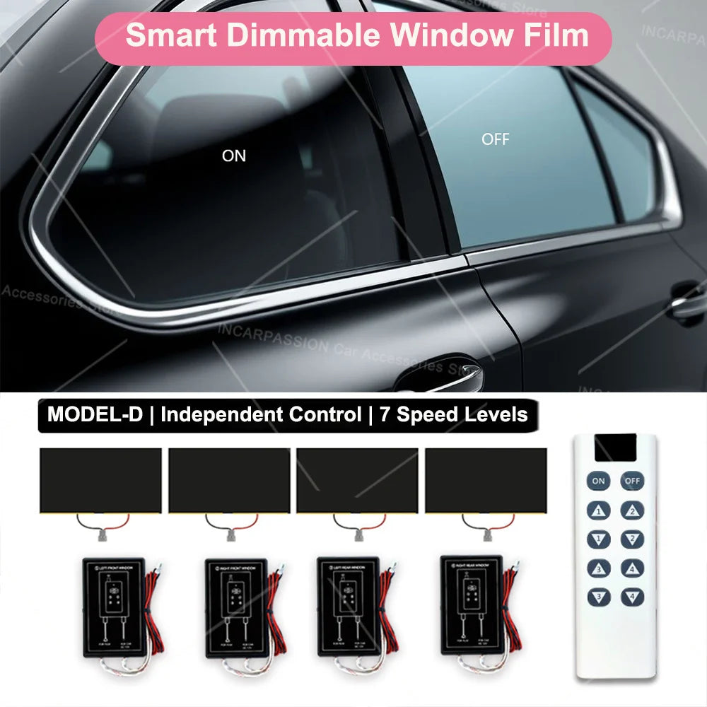 Automotive PDLC Smart Film for Car Windows | Switchable Privacy Glass Tint Independent control for four windows