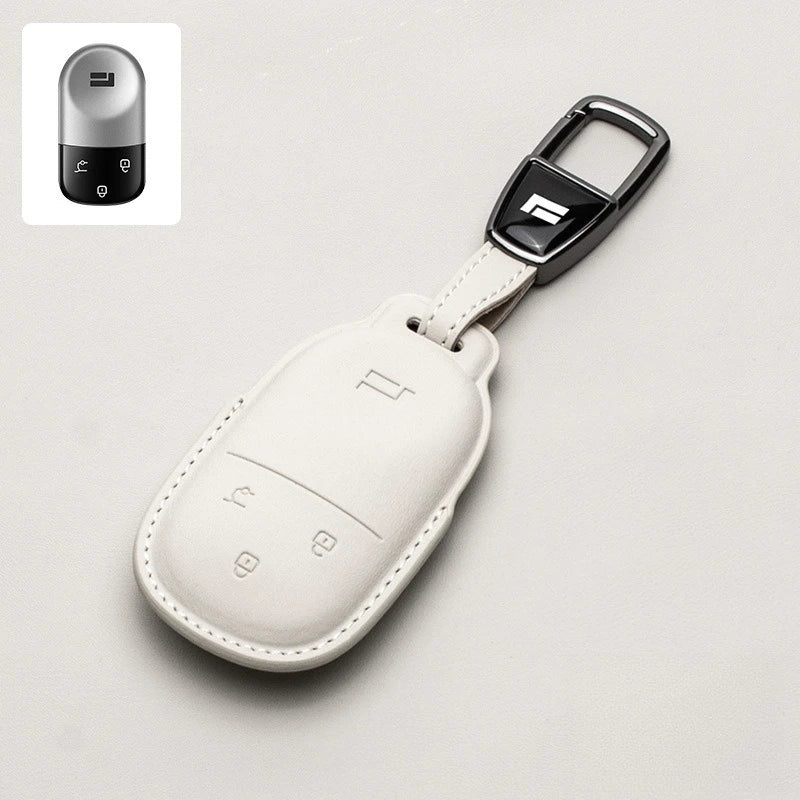For BAIC JISHI Polestones 01 Rox 2024 2025 2026 Car Leather Key Fob Cover Remote Case Cover Car Keychain Holder Bag Accessories