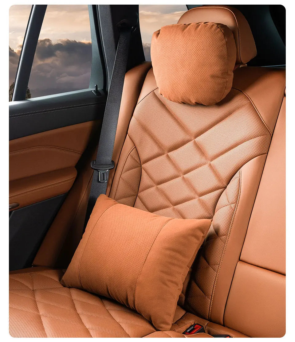 Suede Car Neck Pillow Headrest/Lumbar Support For BAIC JISHI polestone 01 Rox 01 Breathable Cotton Waist Cushion Accessories