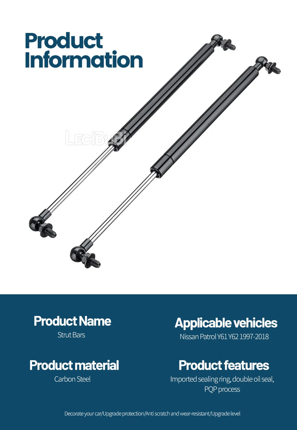 For Nissan Patrol Y61 Y62 1997-2018 2pcs Front Bonnet Hood Strut Lift Support Bars Gas Spring Dampers Rod Accessories