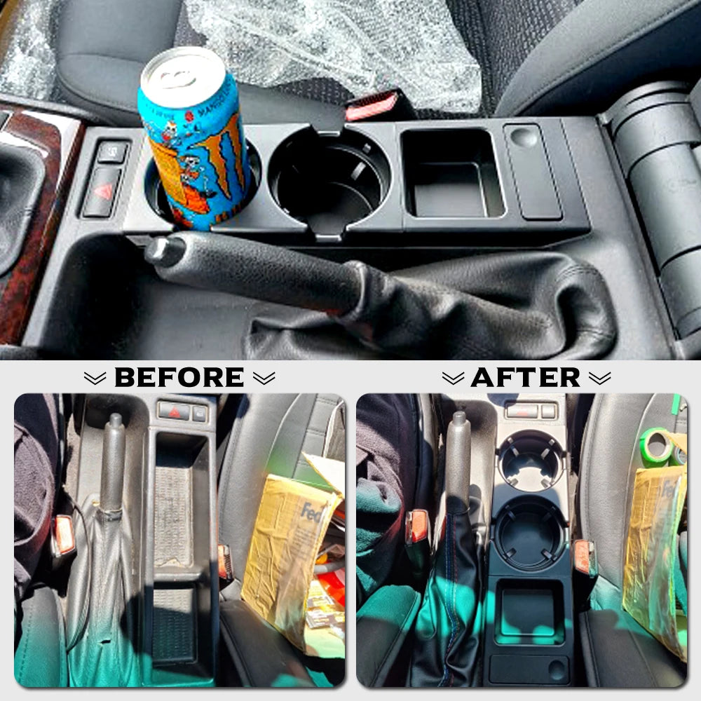 New Double Hole Car Styling Front Center Console Storage Box Coin + Cup Holder For Bmw 3 Series E46 323i 318I 98-06 51168217953