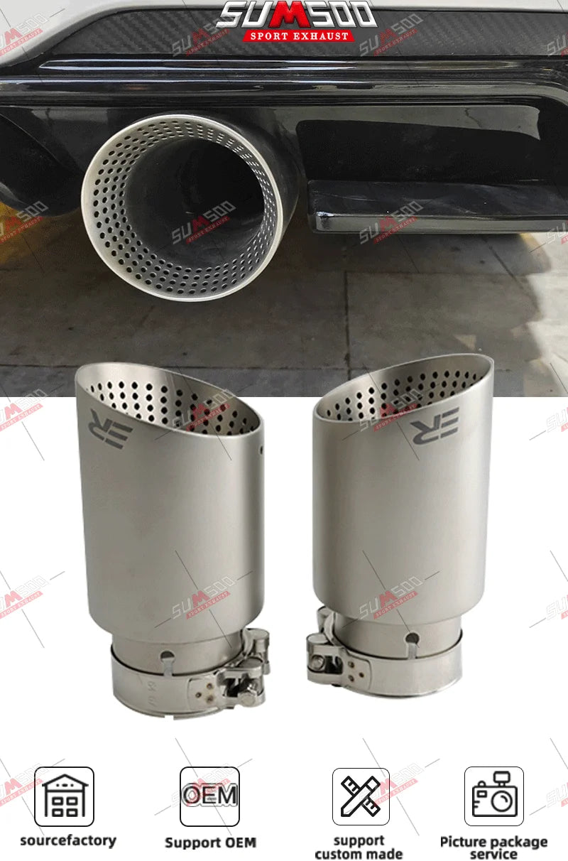 Genuine SUMSOO 1 PCS Matte 304 Stainless Steel Car Muffler Tip Exhaust Tip System Pipe Universal Exhaust Tip