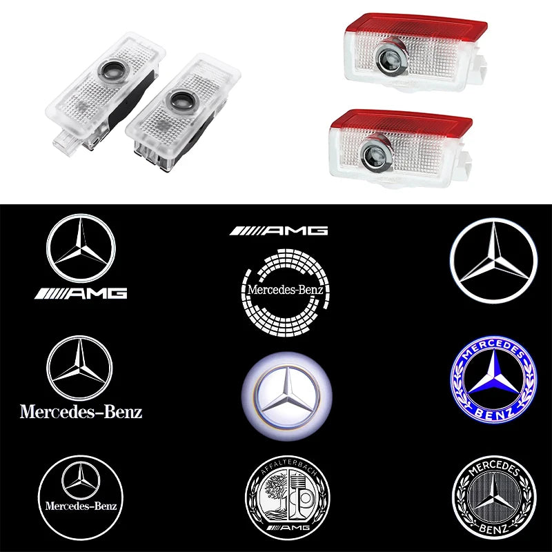 2Pcs Led Car Door Welcome Light Logo Projector For Mercedes Benz W212 W205 AMG ML W166 W176 W177 W213 W246 GLB GLC GLA GLS GLE1