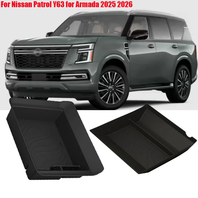 For Nissan Patrol Y63 for Armada 2025-2026 Non-Refrigerator Version Center Console Armrest Storage Box Organizer Car Accessories