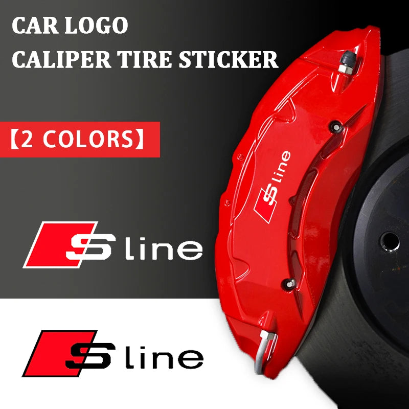 6Pcs PVC Car Brake Caliper Sticker Heat Resistant Decals Auto Accessories for Audi S Line A1 A3 A4 A6 A7 Q3 Q5 Q7 RS3 RS4 S3 S4
