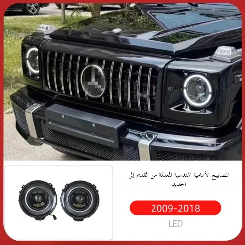 For Mercedes-Benz G-Class W463 G500, G63, G350, G65, G55 Modified With Geometric Headlights, Blackened Old Model Upgraded To New
