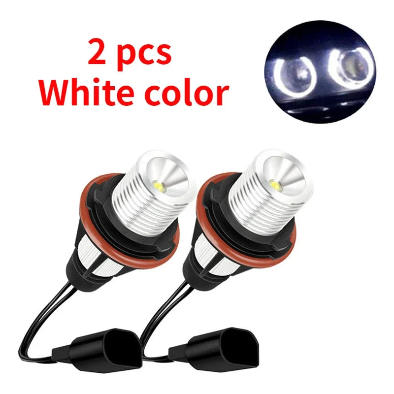 2PCS LED Angel Eyes Marker Lights Bulbs Lamp For BMW E87 E39 M5 E60 E61 E63 E64 M6 E65 E66 E83 X3 E53 X5 2000-2008 White Bright