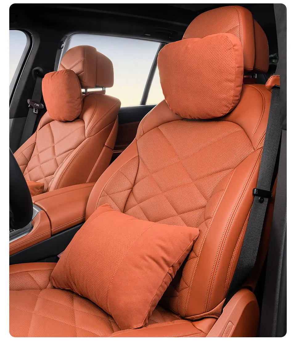 Suede Car Neck Pillow Headrest/Lumbar Support For BAIC JISHI polestone 01 Rox 01 Breathable Cotton Waist Cushion Accessories