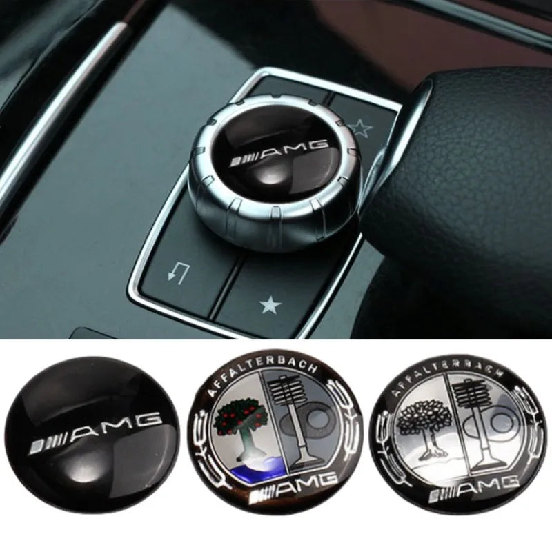 29mm Aluminum Car Multimedia Knob Badge Stickers DMTANZST for Mercedes-benz AMG W203 CLA CLS W212 W213 W176 Interior Mouldings