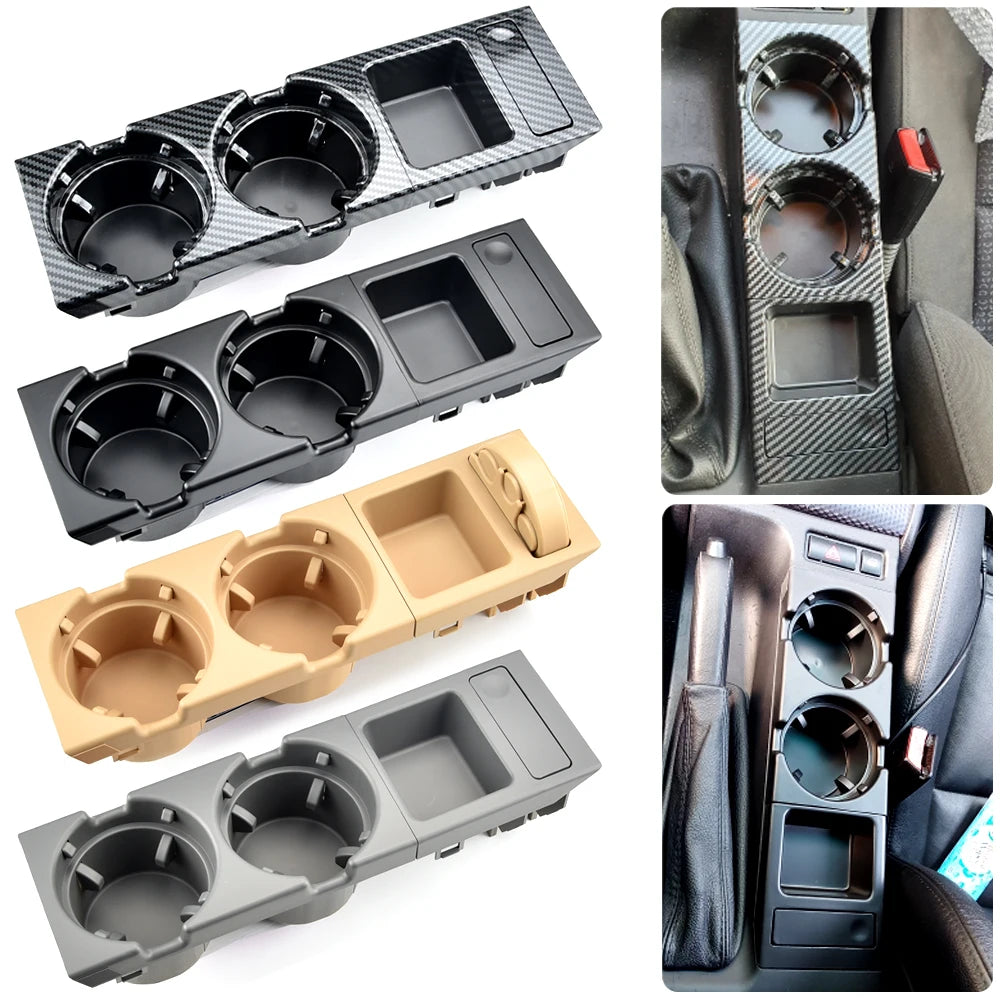 New Double Hole Car Styling Front Center Console Storage Box Coin + Cup Holder For Bmw 3 Series E46 323i 318I 98-06 51168217953
