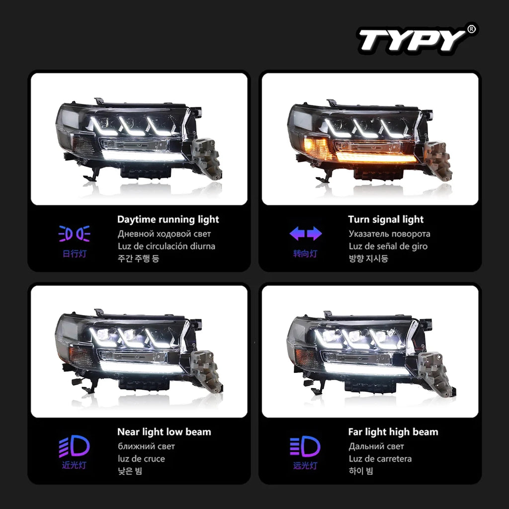 Car For Toyota Land Cruiser Headlight 2016-2021 Upgrade Modified to New DRL Dynamic Turn Signal LED Headlight Auto Accessories