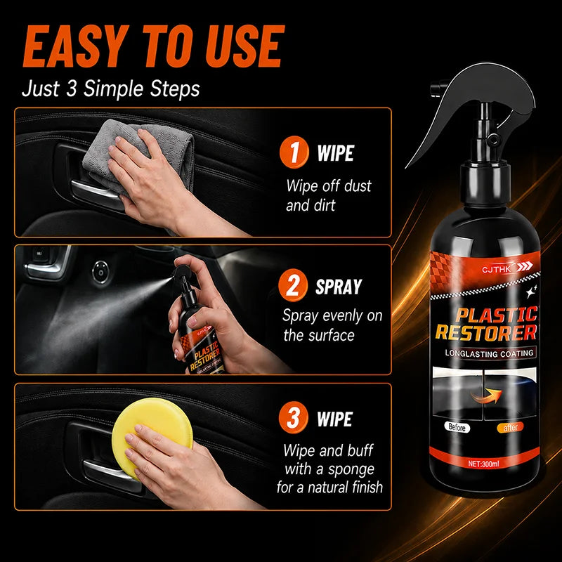 Car Plastic Restorer Leather Rubber Restore Back To Black Gloss Plastic Renovator Longlasting Coating Wax Polish Cleaning Liquid