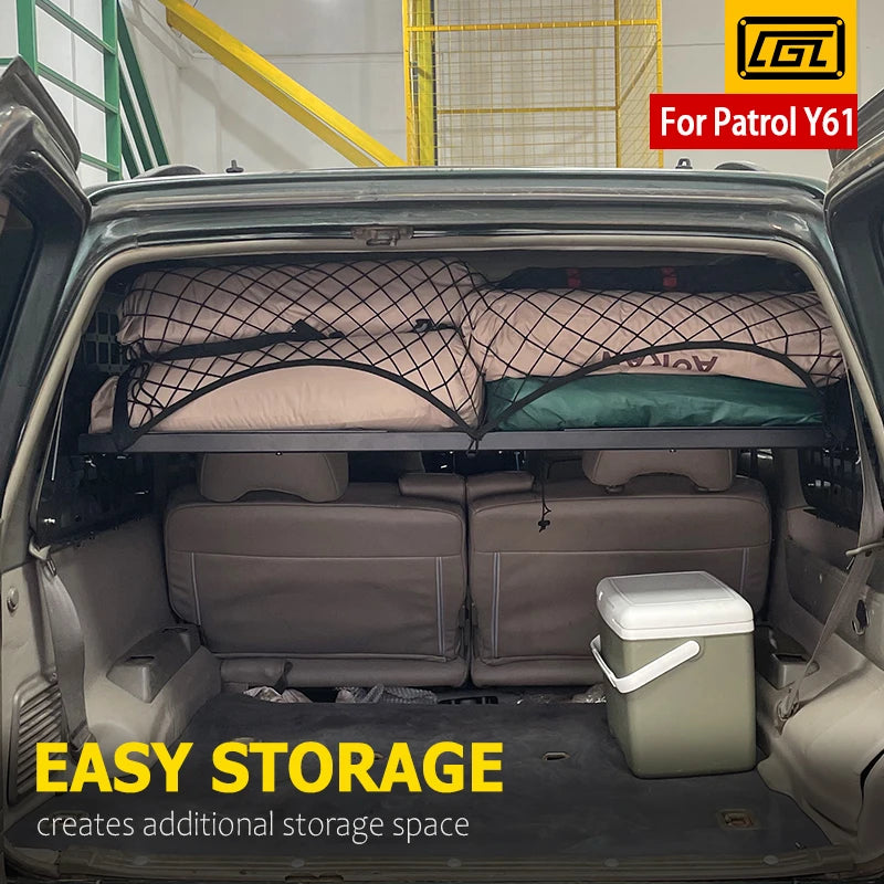 For Nissan Patrol Y61 1997-2016 5dr Accessories Storage Panel Rear Trunk Debris Rack Car-Styling MOLLE Storage Panel Organizer
