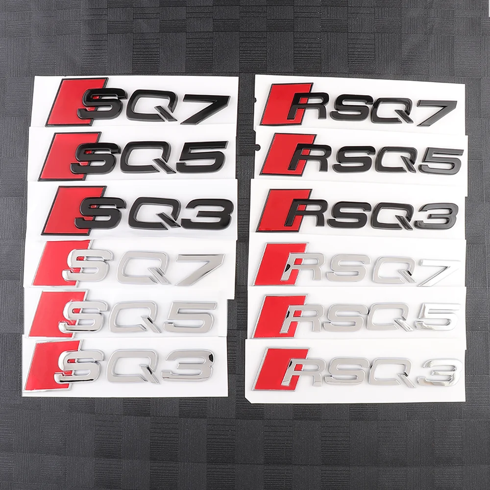 3D ABS Auto Body Rear Trunk Decoration Sticker Car Styling Emblem Decal Refit Accessories For Audi SQ3 SQ5 SQ7 RSQ3 RSQ5 RSQ7 RS