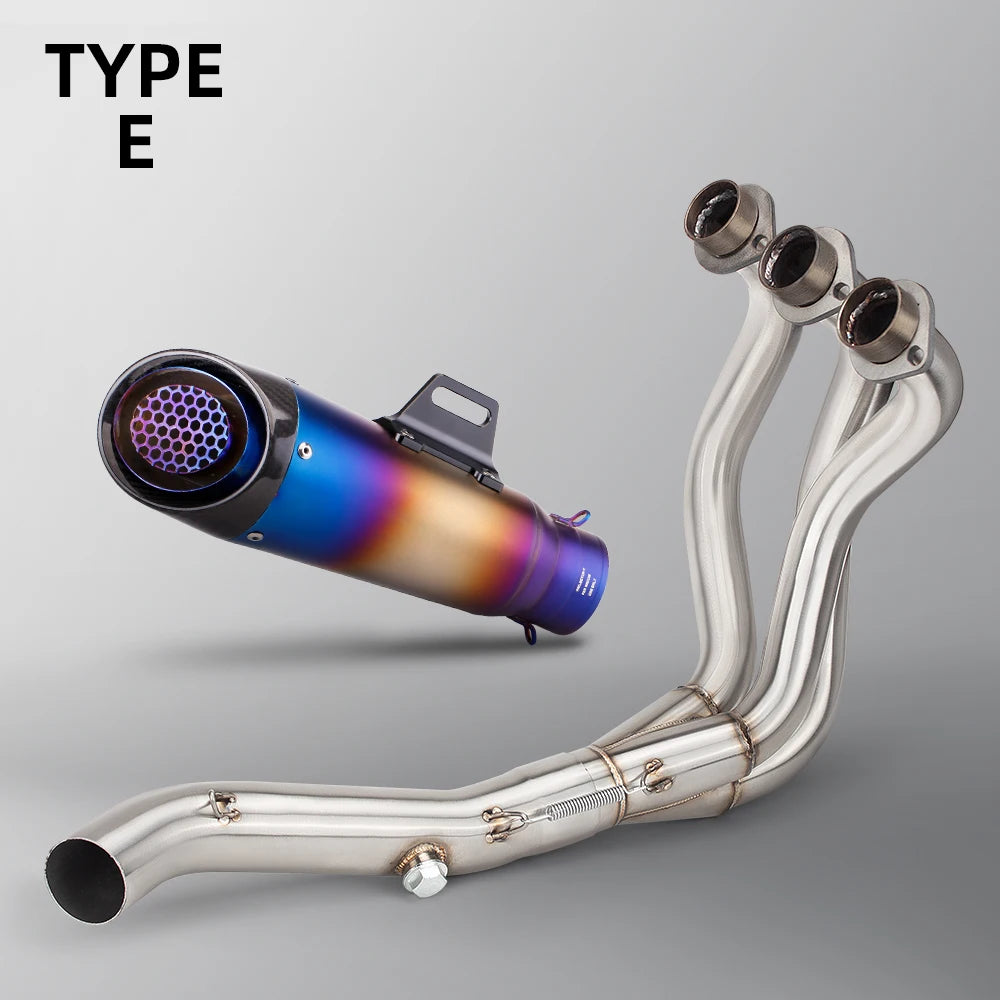 Full System For Yamaha MT09 FZ09 XSR900 Tracer900/GT 2014-2020 Motorcycle Exhaust Three Layer Carbon Muffler Front Link Pipe Kit