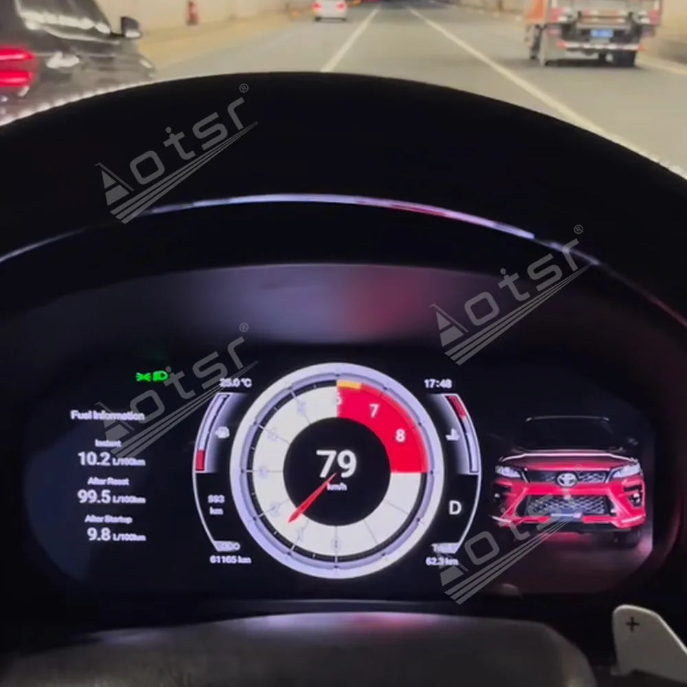 12.3 Inch Car LCD Digital Cluster For Toyota Hilux 2016-2024 Dashboard Virtual Cockpit Instrument Auto Speed Meter Ai Screen