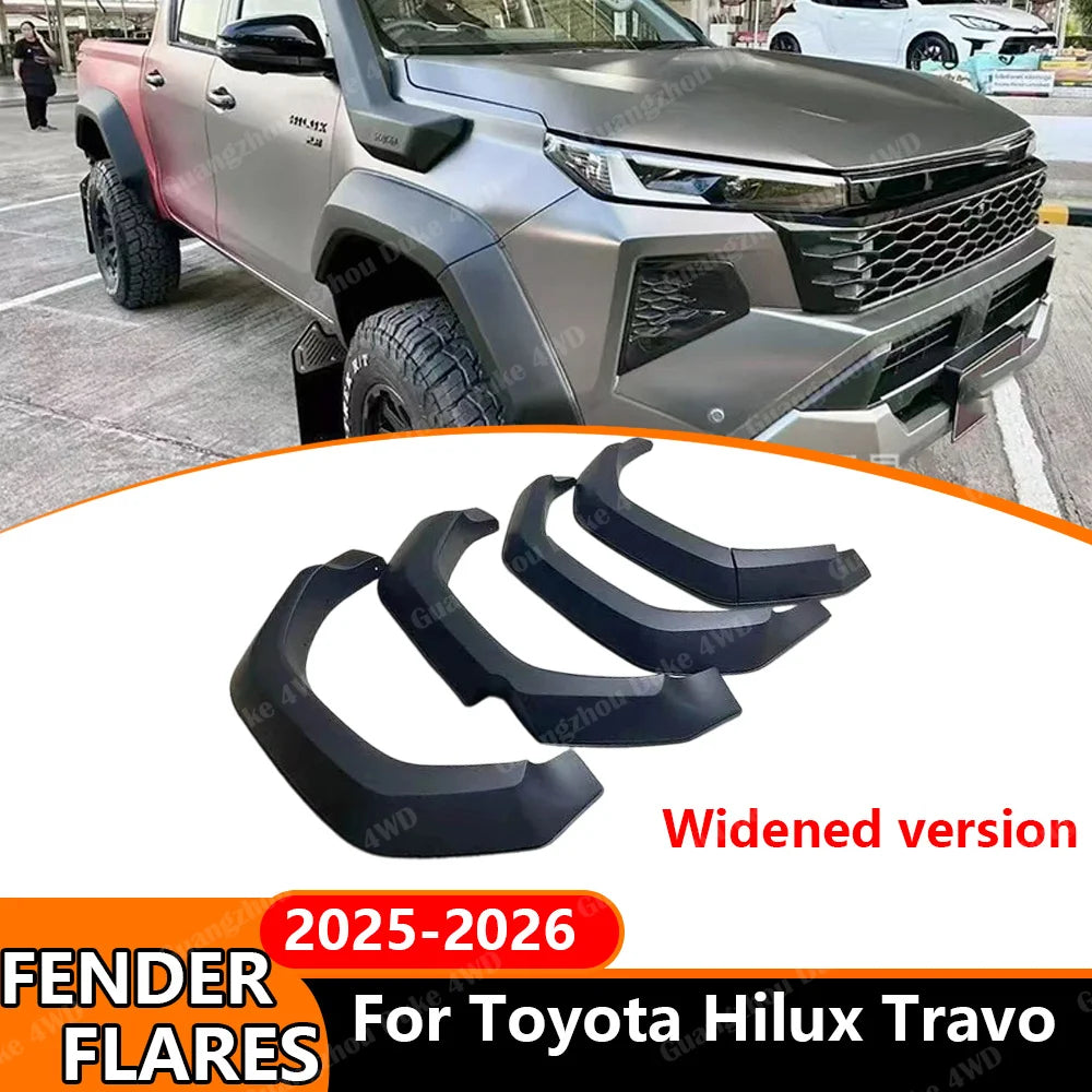 Wheel Arch Fender Flares For Toyota Hilux Travo 2025-2026 GR Style Wide Body Fender Extensions ABS Off Road Mudguard Arch Cover