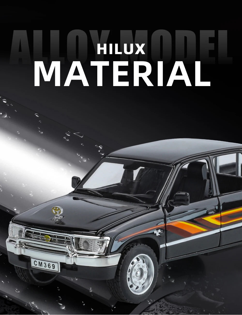 1:32 Toyota Hilux Off Road Pickup Truck Alloy Diecast Metal Model Hight Simulation Sound Light Toy Desktop Ornaments Boys Gifts