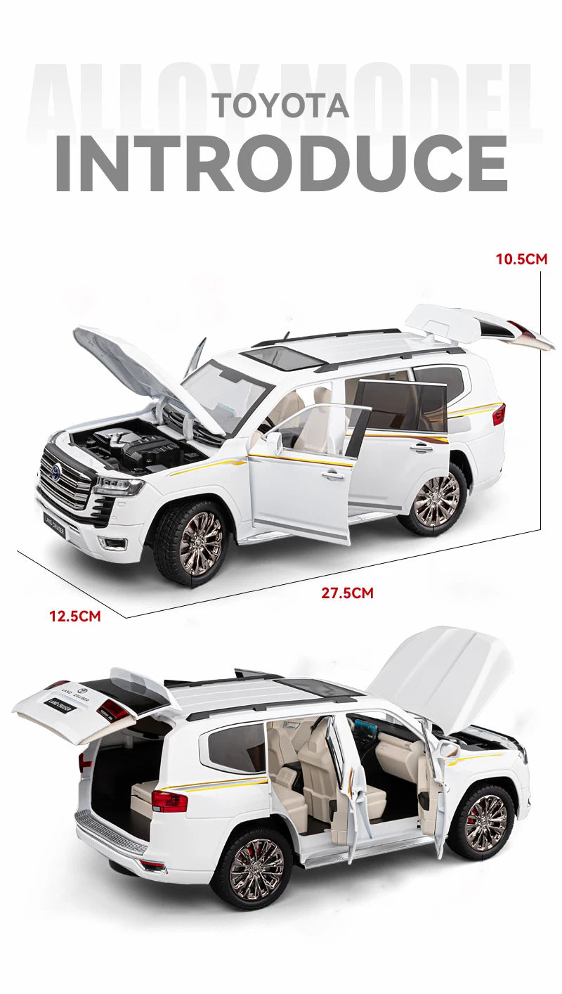 Over Size 1/18 Toyota Land Cruiser LC300 ZX Alloy Car Model Diecasts Metal Off-road Vehicles Car Model Sound Light Kids Toy Gift