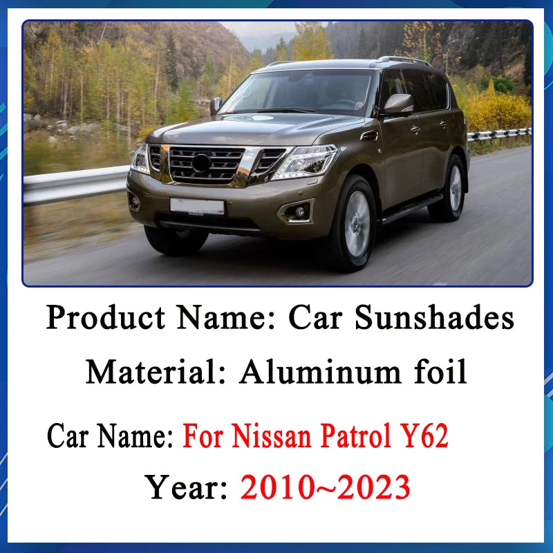 Full Coverage Sunshade For Nissan Patrol Y62 2010 2011~2023 Infiniti QX56 QX80 Sun Shade Car Heat insulation Anti-UV Accessories