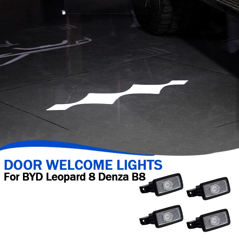Auto Door Welcome Light For BYD Leopard 8 Denza B8 2024+ HD Atmosphere Light Laser Ground Light Exterior Upgrade Car Accessories