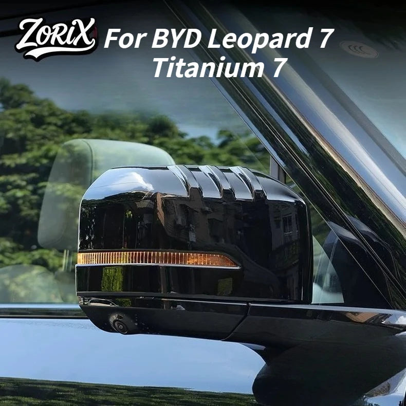 For BYD Leopard 7 Titanium 7 Car Rearview Mirror Cover Mecha Protective Shell Reverse Mirror Cover Black Warrior Modification