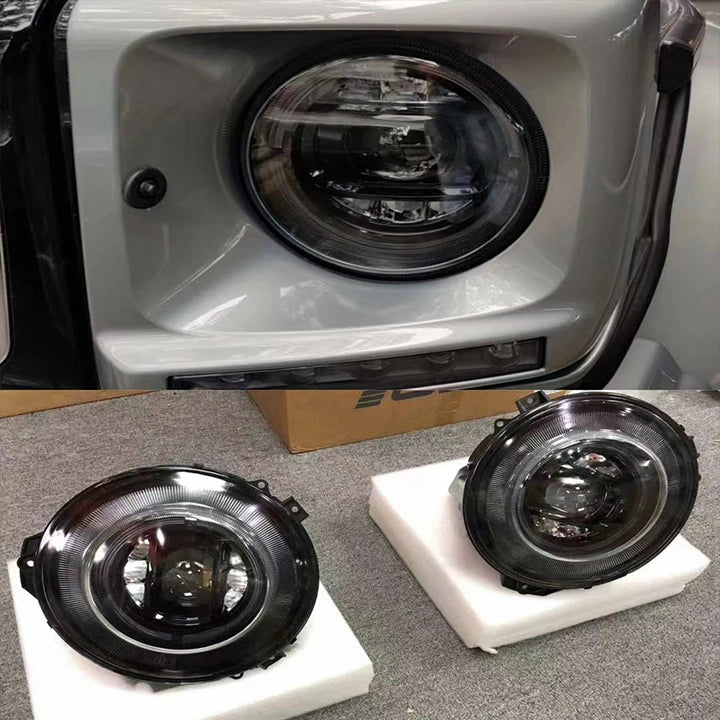 W464 Style Dynamic LED For Mercedes Benz G Class W463 G63 G550 G55 G500 Black Headlight Pair 2008-2018