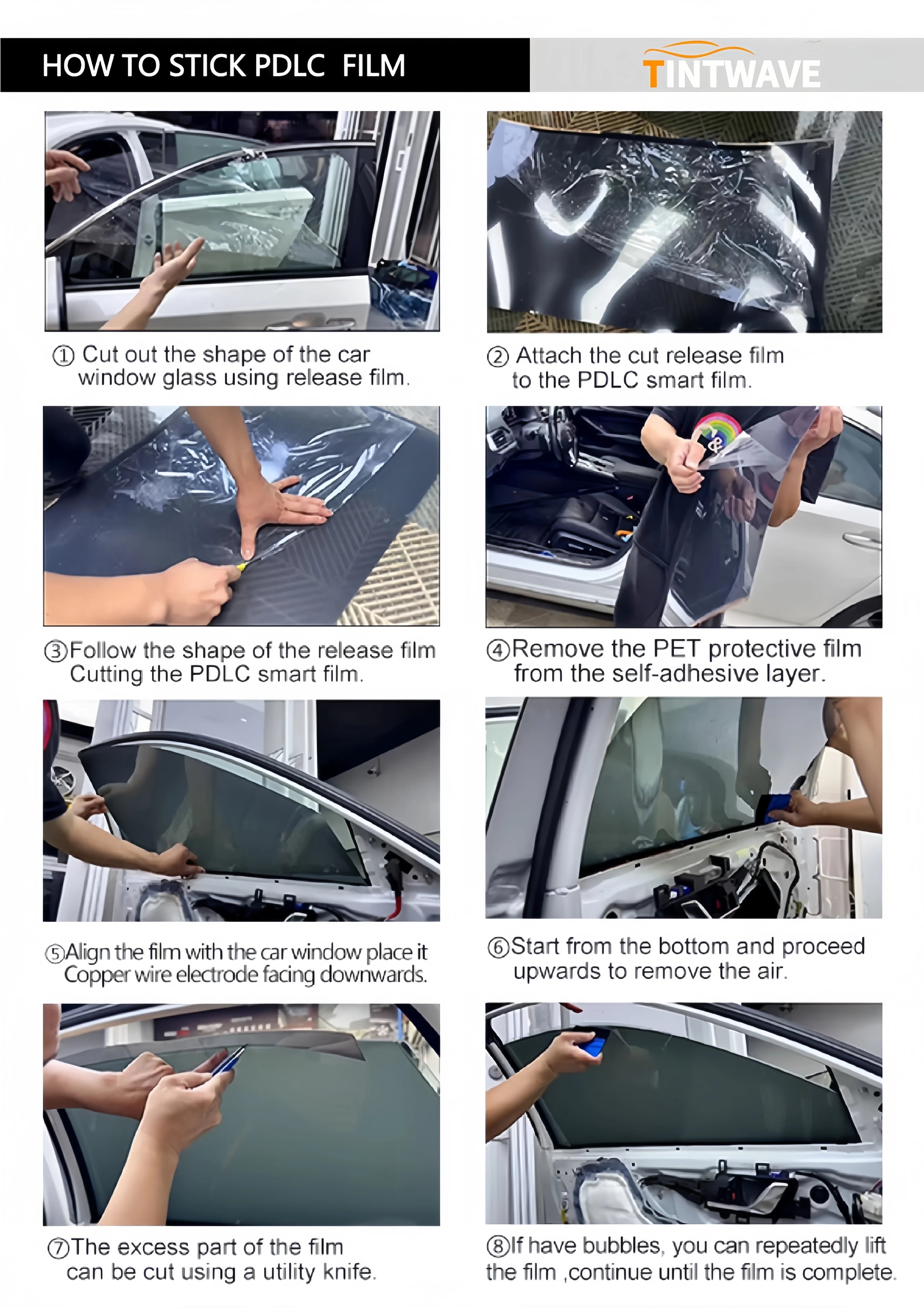 Deep Black Automotive Switchable Smart Tint Privacy Glass Dimming Car Tint With Remote Control