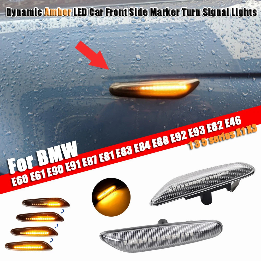 Sequential Flashing LED Turn Signal Side Marker Light for BMW E60 E61 E90 E91 E87 E81 E83 E84 E88 E92 E93 E82 E46 1 3 5 Series