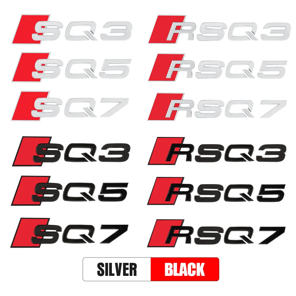 3D ABS Auto Body Rear Trunk Decoration Sticker Car Styling Emblem Decal Refit Accessories For Audi SQ3 SQ5 SQ7 RSQ3 RSQ5 RSQ7 RS