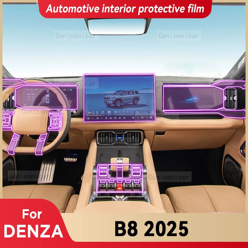 For DENZA B8 2024 2025 Car Interior Center Console Screen Protective Film Anti-scratch Repair Cover film Sticker Accessories