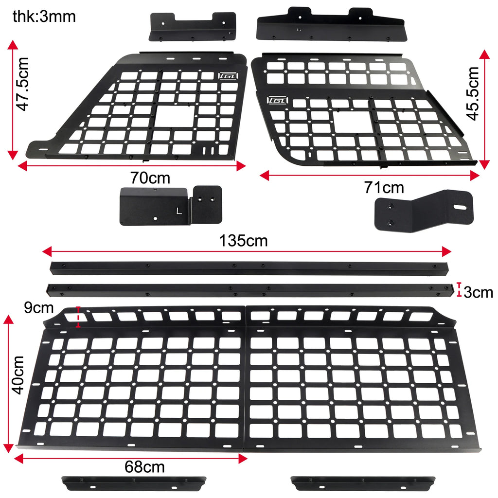 For Nissan Patrol Y61 1997-2016 5dr Accessories Storage Panel Rear Trunk Debris Rack Car-Styling MOLLE Storage Panel Organizer