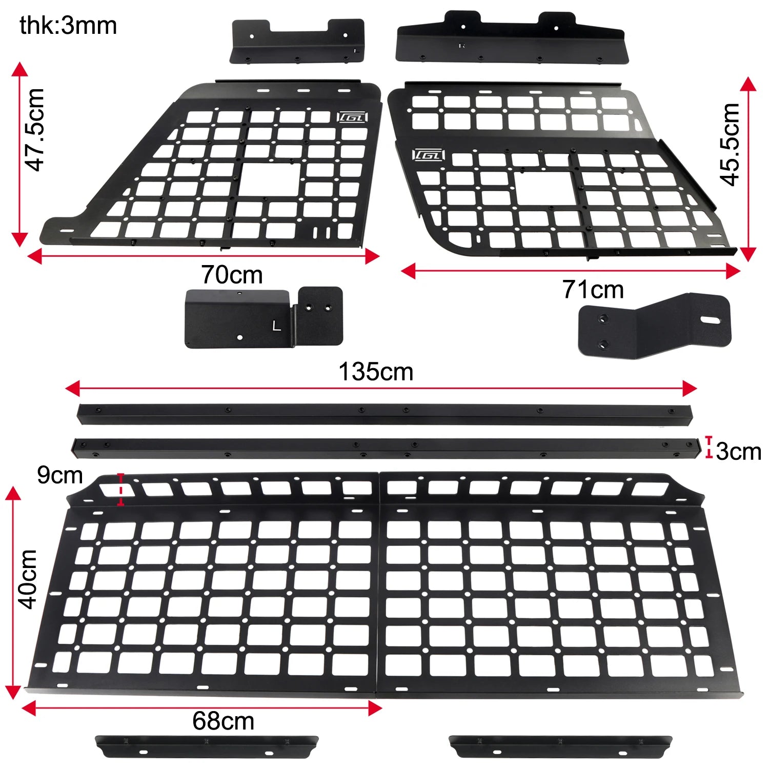 For Nissan Patrol Y61 1997-2016 5dr Accessories Storage Panel Rear Trunk Debris Rack Car-Styling MOLLE Storage Panel Organizer