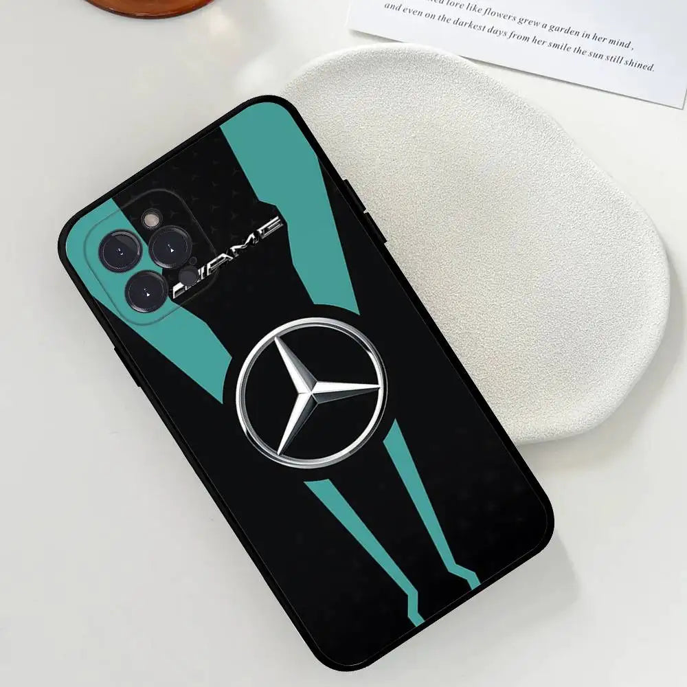 Car M-Mercedes-Ben-z-Backs Phone Case For Iphone 17 16 15 14 13 12 11 Pro Max Plus Black Shell Cover Case