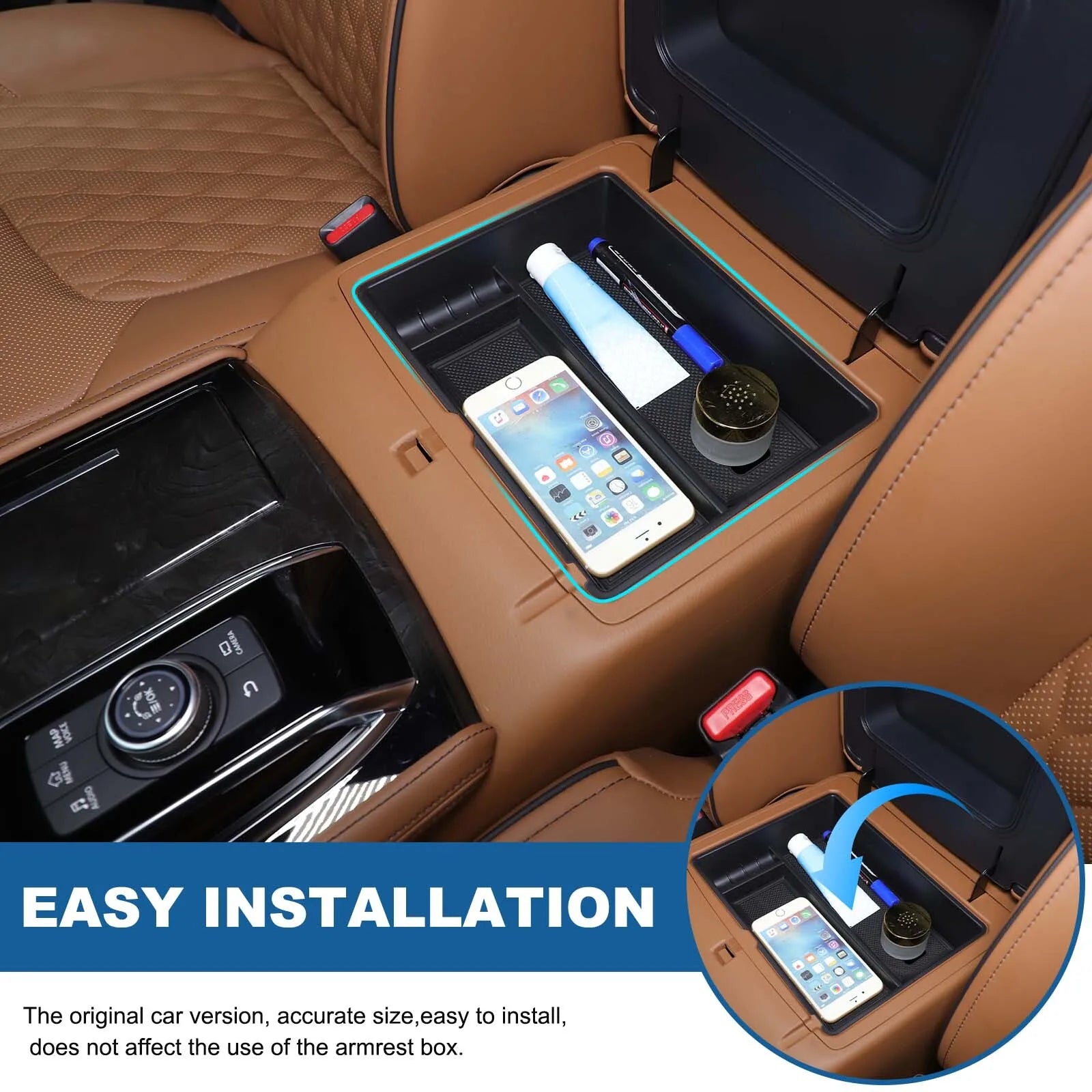 Multipurpose ABS Center Console Armrest Storage Box For Nissan Patrol 2023-2026 Infiniti QX80 2023-2026 Stowing Tray Container