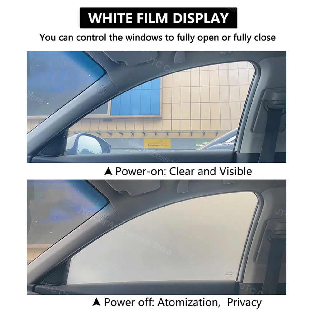 PDLC Smart Privacy Film for Electric Vehicle Windows, Electric Switchable Privacy Glass Tint, Instant Dimming Smart Window Film
