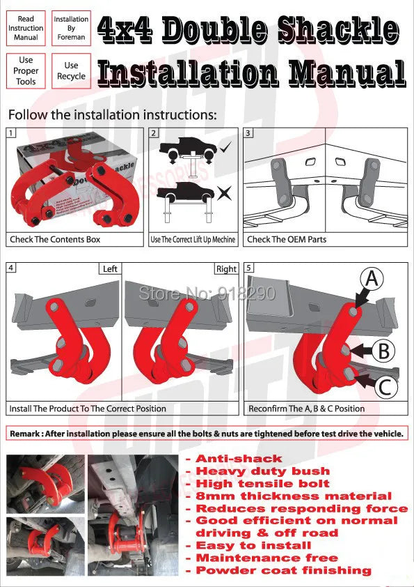 H-TUNE 4x4 Suspension Lift Kits Rear Leaf Spring Comfort Double Shackles for Hilux REVO 2015+