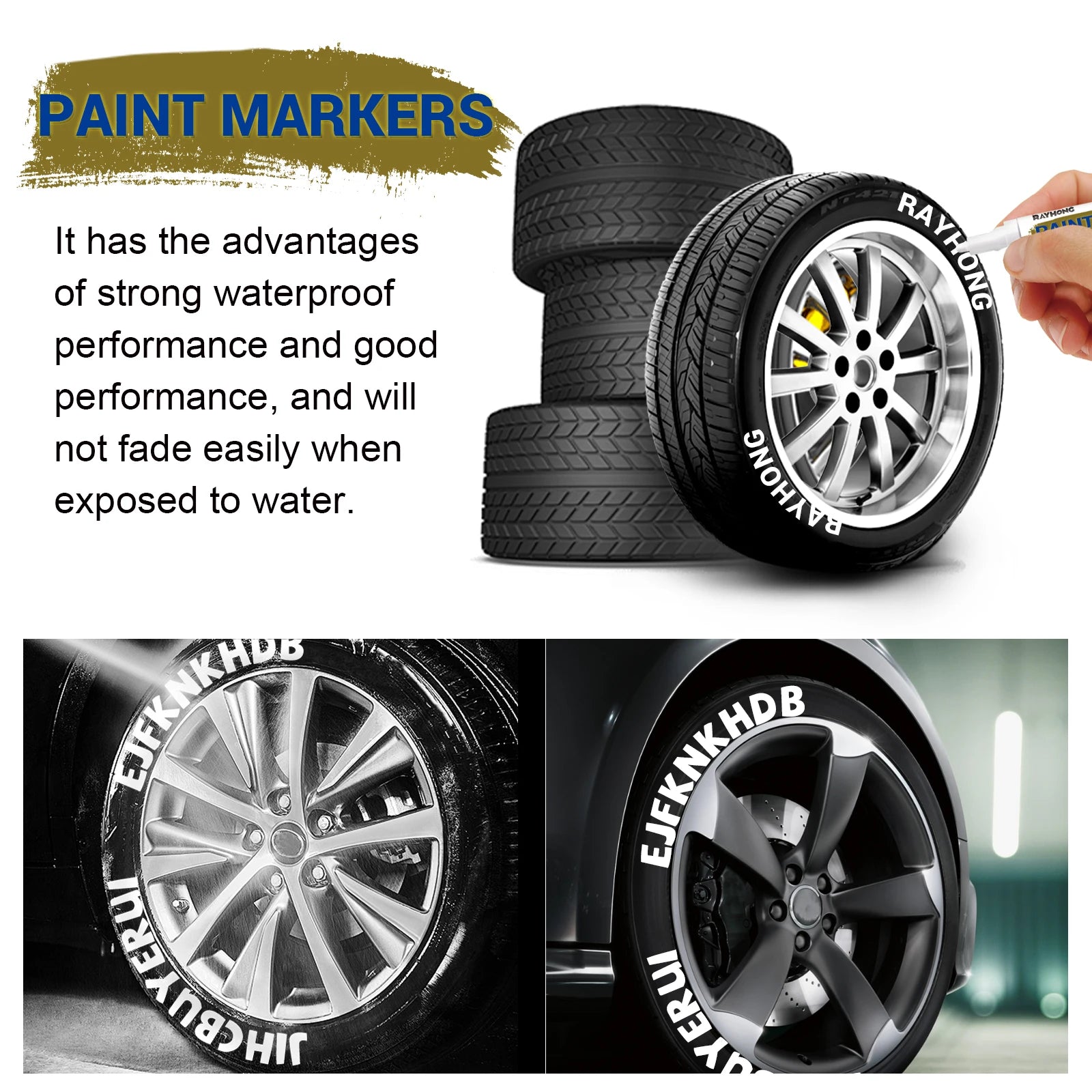 White Waterproof Cars Wheel Tire Oily Mark Pen Auto Rubber Tyre Paint Pen Cd Metal Permanent Paint Marker Graffiti Touch Up